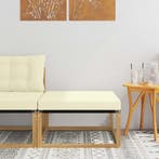 vidaXL Buiten Voetenbank Massief Acaciahout en Textilene Wit, Verzenden, Nieuw