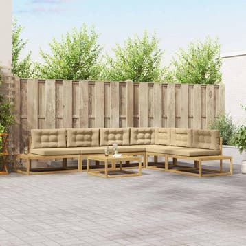 vidaXL 7 st Buiten bank set Polyester Wit, Verzenden