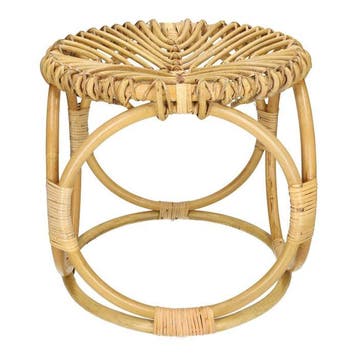 Tabouret - Japandi - Bois, Rotin