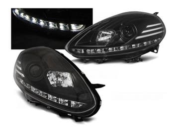 LED DRL koplampen Black geschikt voor Fiat Punto Evo, Verzenden