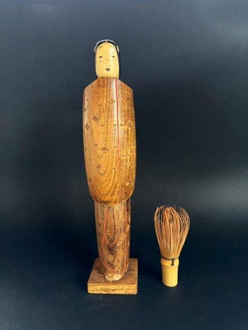 Creatieve Kokeshi Doll “Noh Mask” - Hout - Kiyoki Chika, Antiek en Kunst