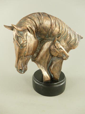 Beeldje - Paard met veulen - 28 cm - Polystone