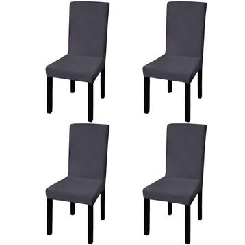 vidaXL Stoelhoezen 4 st stretch recht antracietkleurig, Tuin en Terras, Tuinmeubel-accessoires, Verzenden, Nieuw