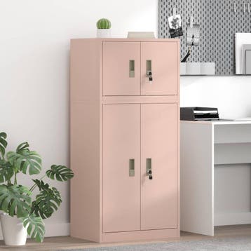vidaXL Opbergkast 2 st Roze 60 x 40 x 130 cm Staal, Huis en Inrichting, Verzenden, Nieuw