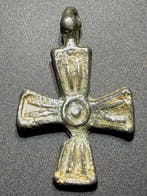 Byzantijns Brons Zeldzaam kruis zonder afbeelding, Antiek en Kunst