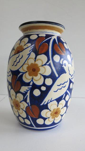 Keramis - Vase - Céramique - vase keramis aux colombes