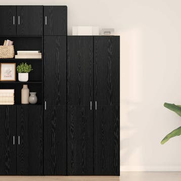 vidaXL Highboard Zwart Eiken 70 x 42,5 x 185 cm, Huis en Inrichting, Verzenden, Nieuw