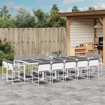 vidaXL 15-delige Tuinset met kussens textileen wit, Verzenden, Tuinset