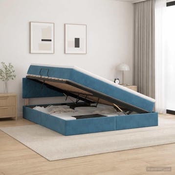vidaXL Opbergbed met hoofdeinde Donkerblauw 160 x 200 cm, Huis en Inrichting, Verzenden, Nieuw