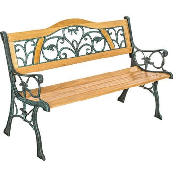 tectake Tuinbank Kathi 2-zitter van hout en gietijzer 124x60, Verzenden, Nieuw