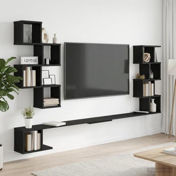 vidaXL Wandgemonteerd TV Rek Zwart eiken 160 x 15 x 94 cm, Verzenden