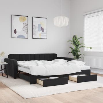 vidaXL Slaapbank met onderschuifbed en lades 100x200 cm, Verzenden, Nieuw