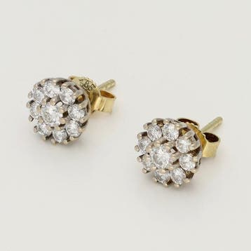 Oorbellen - 14 karaat Geel goud, Witgoud Diamant, Nieuw