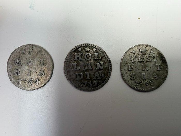 Nederland, Provinciale munten 1 Stuiver 1739/1760, 3 stuks, Postzegels en Munten, Munten | Nederland