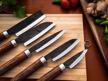 Keukenmes - Kitchen knife set - 716 - Staal, Hout,