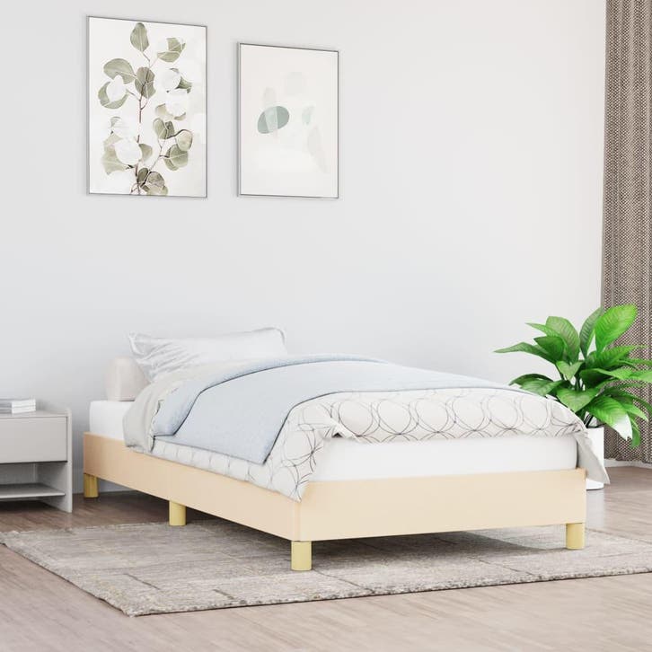 vidaXL Bedframe zonder matras 90x190 cm stof crèmekleurig, Maison & Meubles, Chambre à coucher | Lits, Envoi