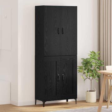 vidaXL Highboard Zwart Eiken 69,5 x 34 x 180 cm Bewerkt hout, Verzenden