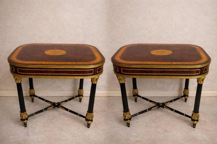 Table dappoint (2) - Ronce de noyer - 2 pièces de tables, Antiquités & Art, Curiosités & Brocante