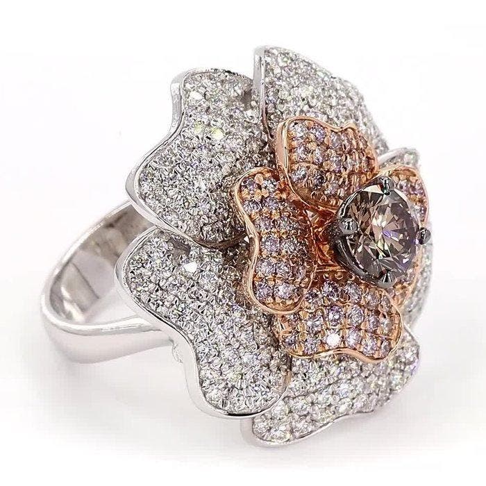 Bague de cocktail - 18 carats Or blanc - 3.53ct. tw., Handtassen en Accessoires, Antieke sieraden