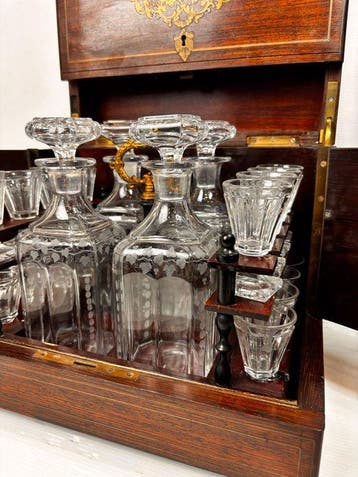 Baccarat - Armoire à liqueurs - Bois, Verre - Cave à liqueur, Antiquités & Art