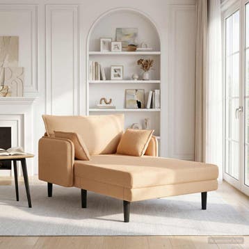 vidaXL Oversized chaise longue Beige Bouclé, Verzenden, Nieuw