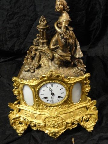 Klok - Zinklegering, Albast - 1850-1900
