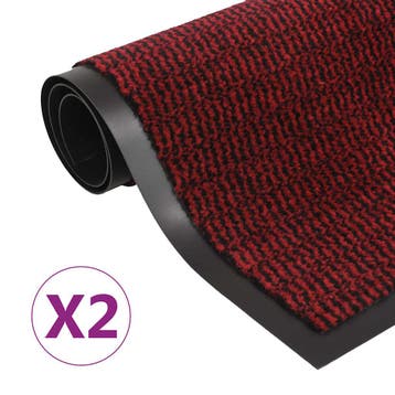 vidaXL Droogloopmatten 2 st rechthoekig getuft 40x60 cm rood, Verzenden, Nieuw