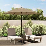 vidaXL Parasol met metalen paal 300 cm taupe, Tuin en Terras, Verzenden, Nieuw