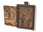 Koptische icoon - Madonna met Kind Jezus en een Sint Joris -