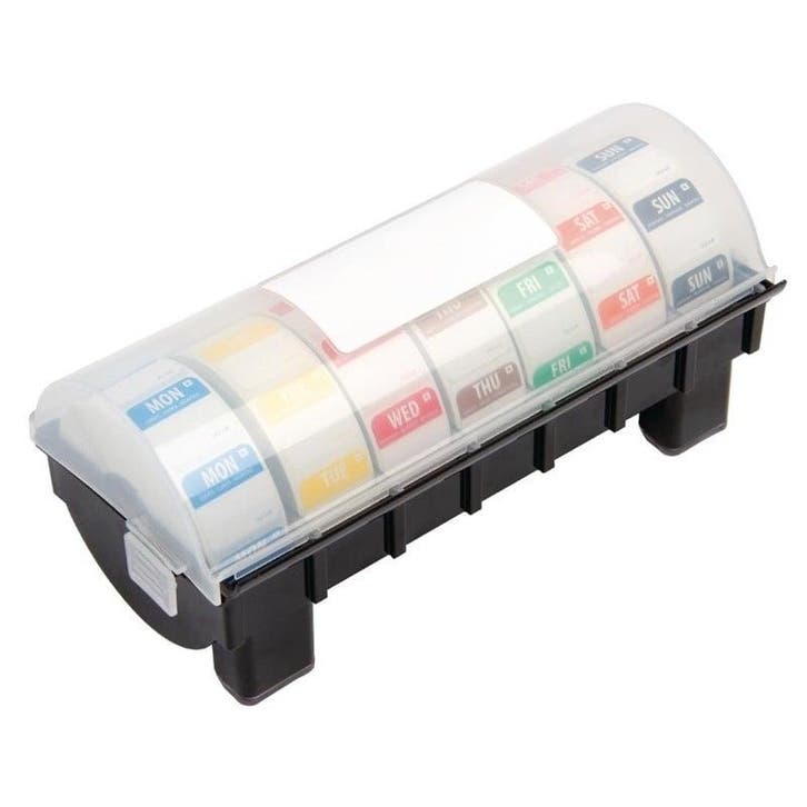 Dispenser 2,5cm inclusief 7 rollen voedseletiketten dag, Zakelijke goederen, Horeca | Keukenapparatuur, Nieuw in verpakking, Verzenden