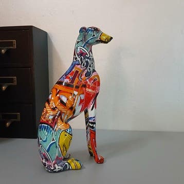 sculptuur, Chien Lévrier Pop Art - 24 cm - Hars