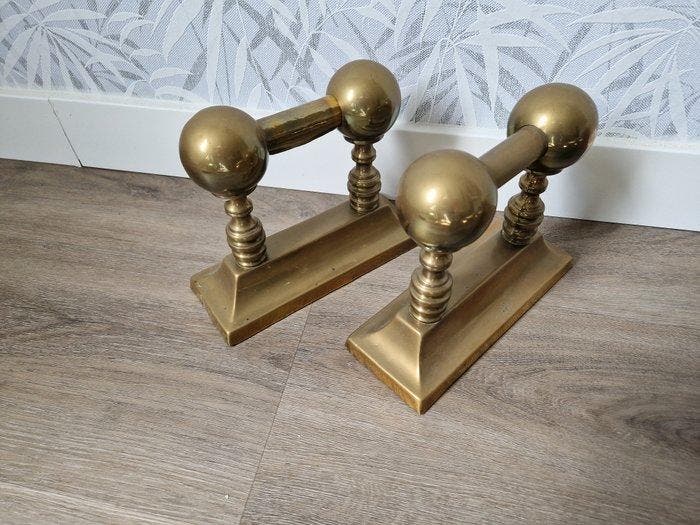 Haardstel 3-delig op bokken - Outil de travail, Antiquités & Art, Curiosités & Brocante