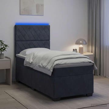 vidaXL Boxspringbed met matras Donkergrijs 90 x 200 cm, Verzenden