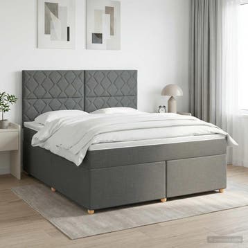 vidaXL Boxspringbed met matras Donkergrijs 160 x 200 cm Stof, Verzenden, Nieuw