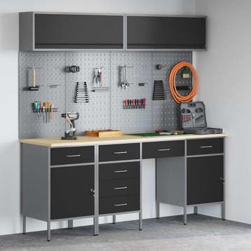 vidaXL Werkkast Set met lade met opslag met slot 10 st Zwart, Verzenden