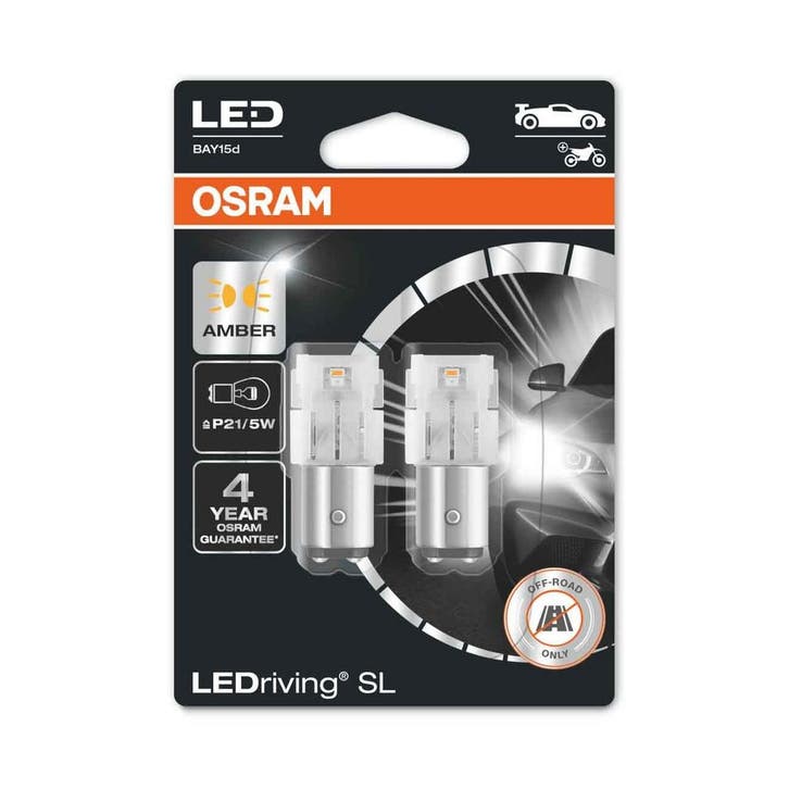 Osram P21/5W LED Retrofit Oranje 12V BAY15d 2 Stuks, Auto-onderdelen, Verlichting, Nieuw, Ophalen of Verzenden