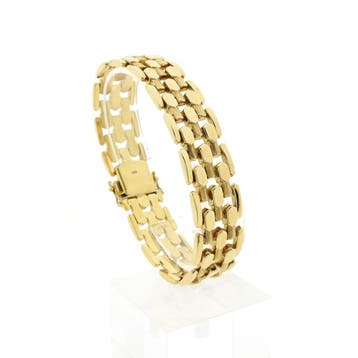 Gouden tank schakelarmband., Ophalen of Verzenden