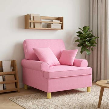 vidaXL XL fauteuil met kussens Roze Stof, Verzenden