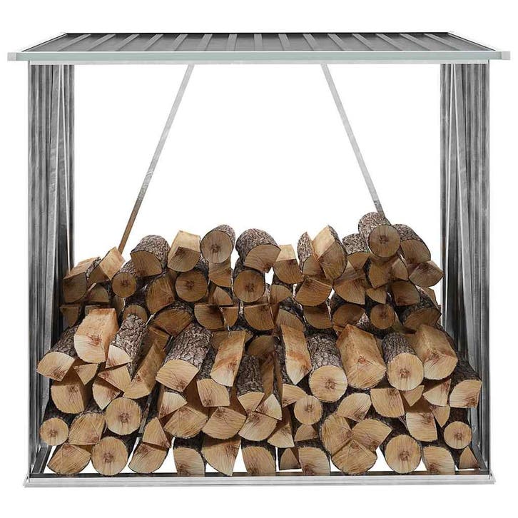vidaXL Haardhoutschuur 163x83x154 cm gegalvaniseerd staal, Tuin en Terras, Overige Tuin en Terras, Nieuw, Verzenden