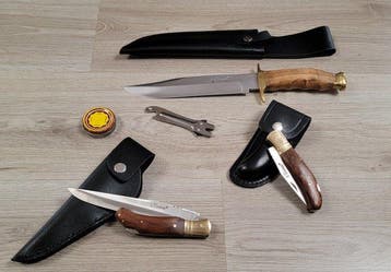 Léopard - Tafelmessenset (8) - Staal, Hout, Leder