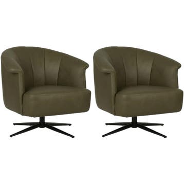 Set van 2 Leren draaifauteuils Embrace - Rancho Green, Ophalen of Verzenden