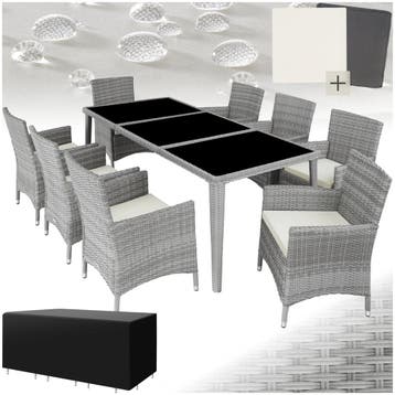 Aluminium wicker zitgroep Menorca 8+1 met beschermhoes, Tuin en Terras, Verzenden, Nieuw