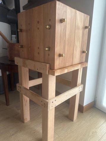 Werkgereedschap Landelijk - houten slagersblok, Antiek en Kunst