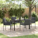 vidaXL Tuin Eettafel Set 5 pcs Zwart en Grijs PE Riet, Tuin en Terras, Verzenden, Nieuw