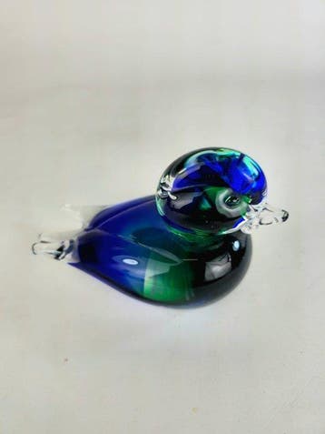 Sculpture, Papera Verde Blu - 10 cm - Verre de Murano - 2026