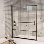 vidaXL Douchewand 116x140 cm ESG zwart, Verzenden, Nieuw