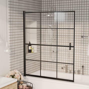 vidaXL Douchewand 116x140 cm ESG zwart, Verzenden, Nieuw