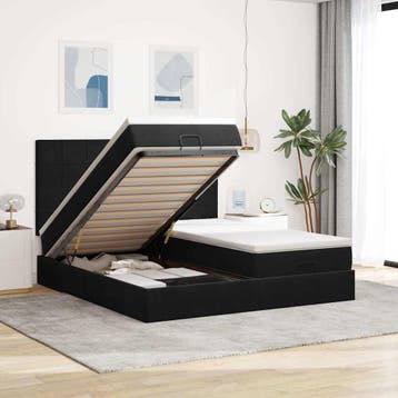 vidaXL Ottoman bed met matrassen 200x200cm fluweel zwart, Huis en Inrichting, Verzenden, Nieuw