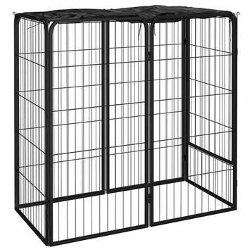 vidaXL Hondenkennel 6 panelen 50 x 100 cm gepoedercoat staal, Verzenden, Nieuw