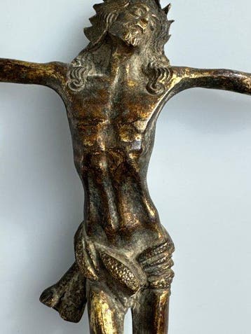 sculptuur, Corpus Christi - 11 cm - Verguld brons